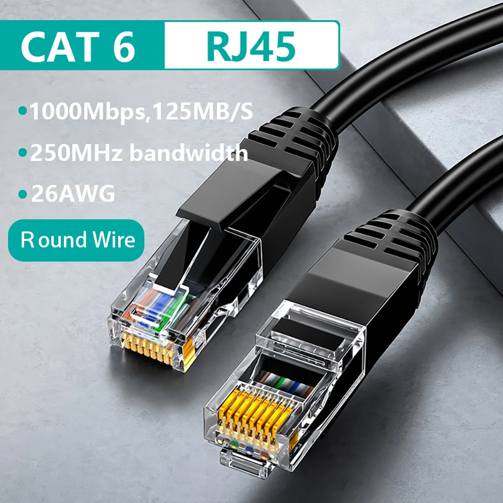Cat6 Ethernet-Kabel Cat6 Flat Lan UTP Netzwerk-Patchkabel für PS PC Internet Modem Router Gigabit Cat 6 Rundkabel Ethernet