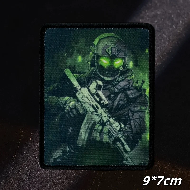 Tactical Patch Skull Riot Morale Badge Hook&Loop Patch Military Spawn Corps Skeleton Combat Armband Tactical Joker Print Patch Backpack Sticker tactical patch