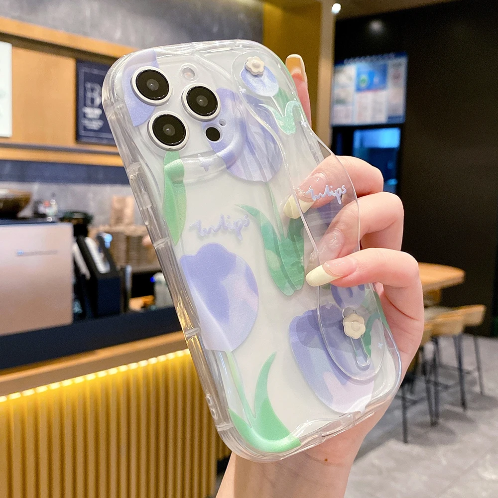 Tulip Flower Wrist Strap Phone Holder Case