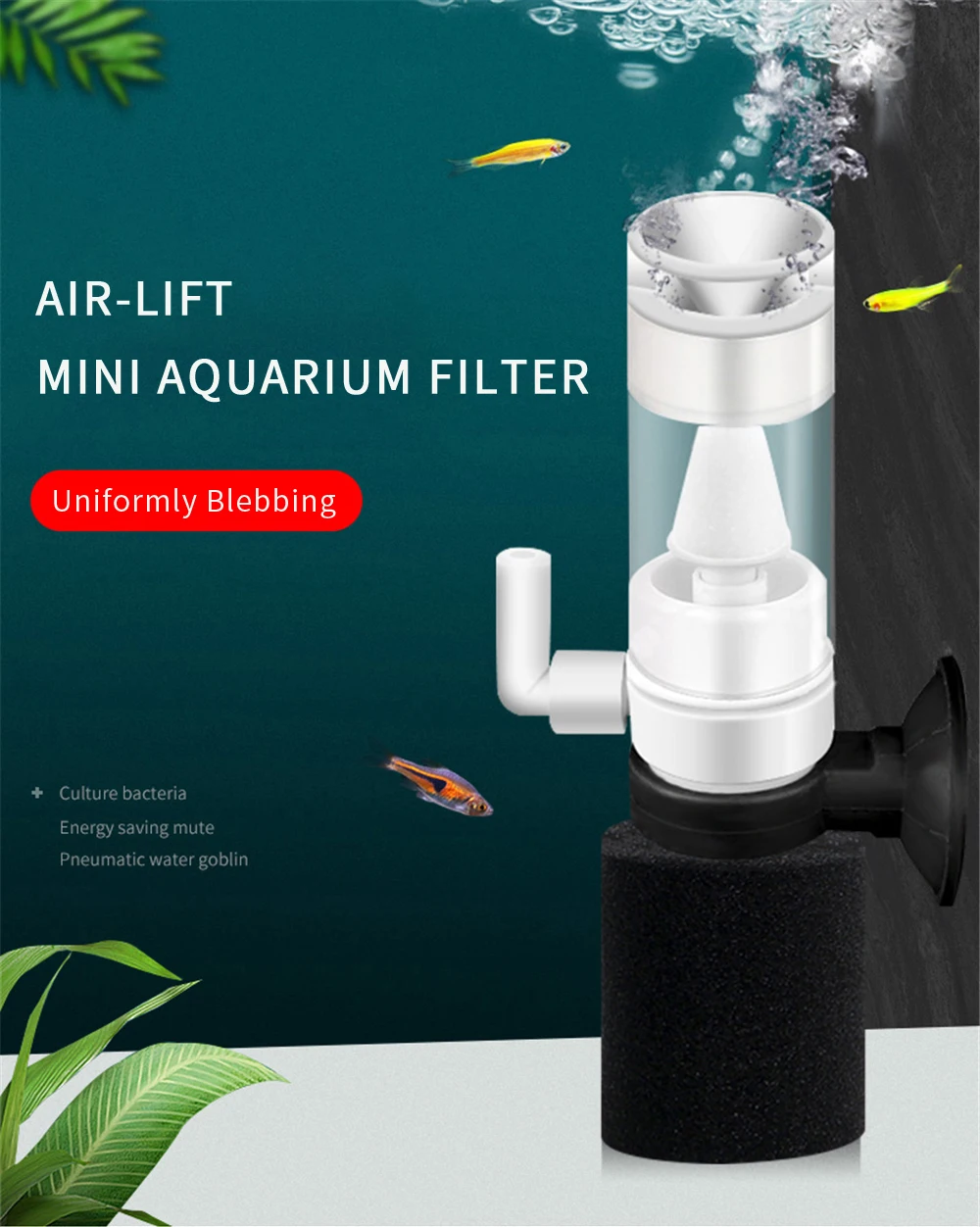 Aquarium Pneumatic Filter Accessories Mini Internal Purifier Fish Tank  Multi Layer Media Filter For Increase Oxygen Air Pump