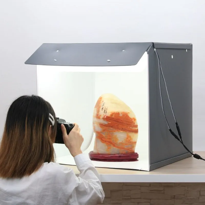SANOTO 56cm Fold Photograph Lightbox Photo Studio Manicure Foto Softbox LED Photo Light Box Dimmable Tabletop Shooting Tent Kit