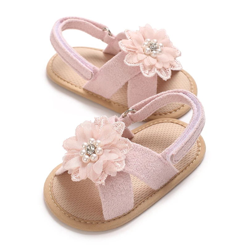 New 0-18 Month Baby Anti Slip First Walking Shoes Sweet Flower Sandals For Baby Girls Summer Soft Soled Flat Bottomed Princess