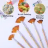 5pcs Paint Brushes Set Fan Brushes Acrylic Paint Brushes Oil Painting Brushes with Nylon Hair Short Wood Handle Painting Brush 6
