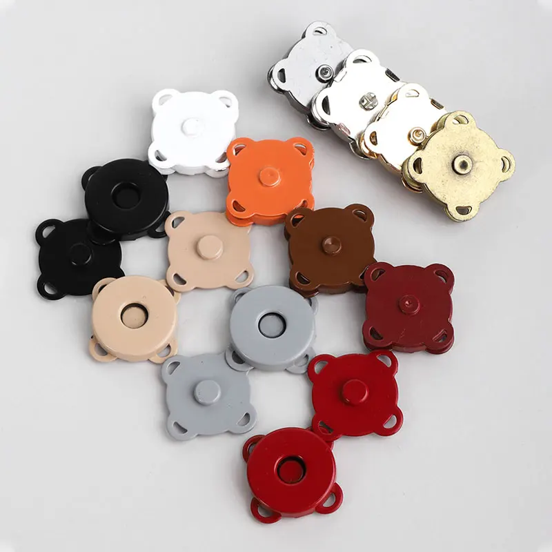 14/19/24mm Square Metal Button Magnetic Purse Snap Fastener Clasps Closure  For DIY Bag Parts Accessories Adsorption Buckle