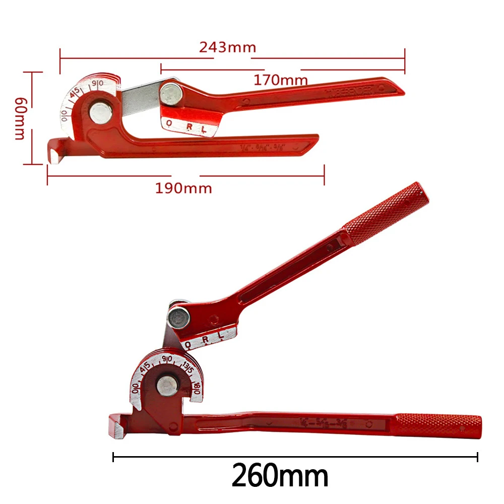 Tube Bender 1/4" 5/16" 3/8" Brake Pipe Rolling Brass Copper Tube Pipe Manual Bending Tool Type Fuel Brake Bender Hand Tool
