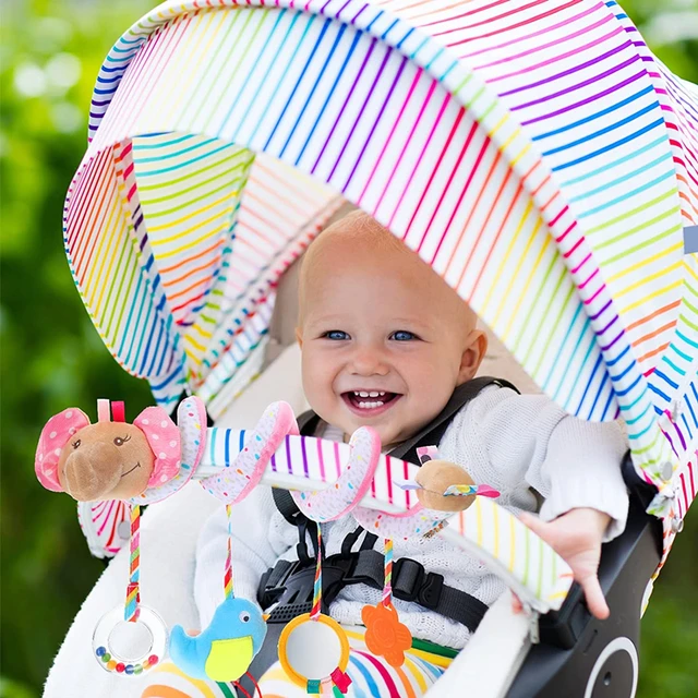 Car Seat Spiral Toy For Babies Stroller Toys Crib Bassinet Mobile Hanging Spiral Activity Plush Toy with BB Squeaker and Rattles 3