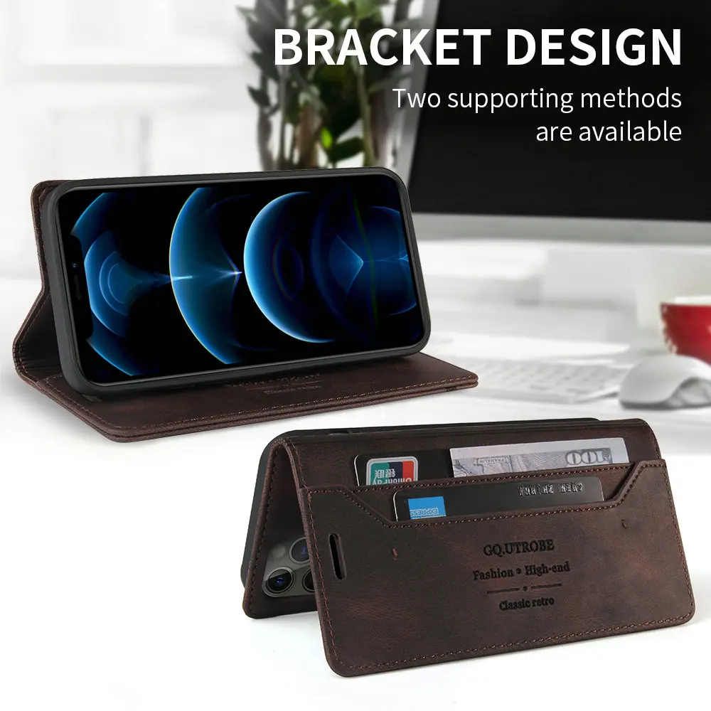 Luxury Leather Shield RFID Blocking 360 Protective Flip Case