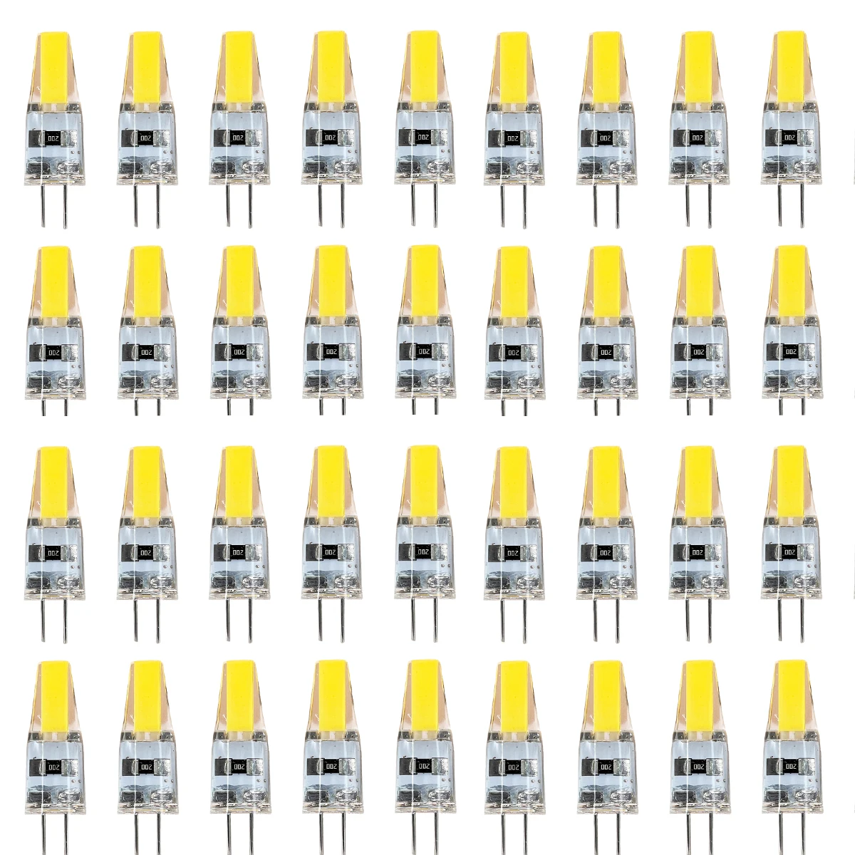 50pcs 미니 G4 LED COB 램프 6W 전구 디 밍이 가능한 AC DC 12V 220V 촛불 조명 샹들리에 스포트 라이트 화이트에 대 한 45W 할로겐 교체