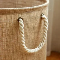 Foldable Laundry Basket Cotton Linen Clothes Toy Storage Basket Laundry Baskets with Handle Home Dirty Clothes Organizers 5