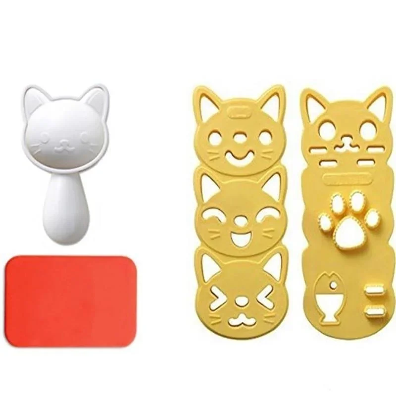 New Cat Rabbit Rice Ball Mold Set Kids Cartoon Lunch Box DIY Creative Japanese Rice Sushi Tool Cake Molds Silicone Molds