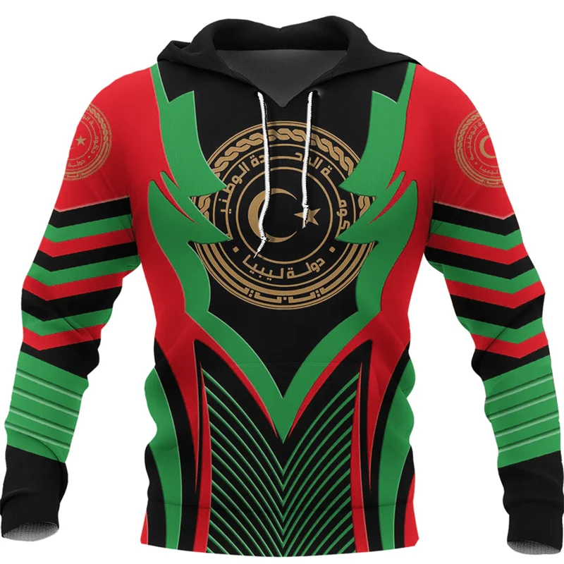 thumbnail image 1 of Sudadera con capucha con estampado de la bandera de Libia, nueva moda de primavera y otoño, sudaderas con capucha con emblema de país africano LY, sudaderas con capucha Y2K, jerséis de manga larga, 1 of 4