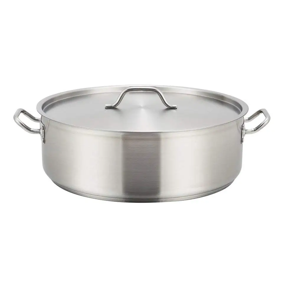 

15-Quart Stainless Steel Brazier Pan with Cover, Silver Pans and pots Omelette pan Juego de sartenes Cast iron grill pan Large w