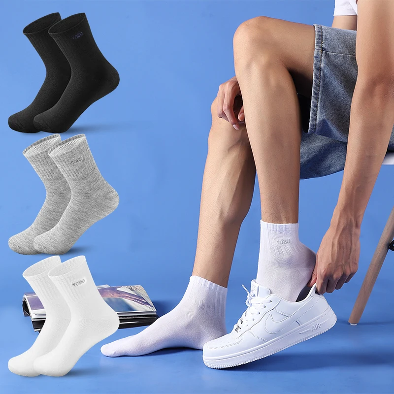 High Quality Men's Socks Casual Breathable Run Sports Socks 3 Pairs Male Cotton Socks Winter Black Socks Men Large Size40-46