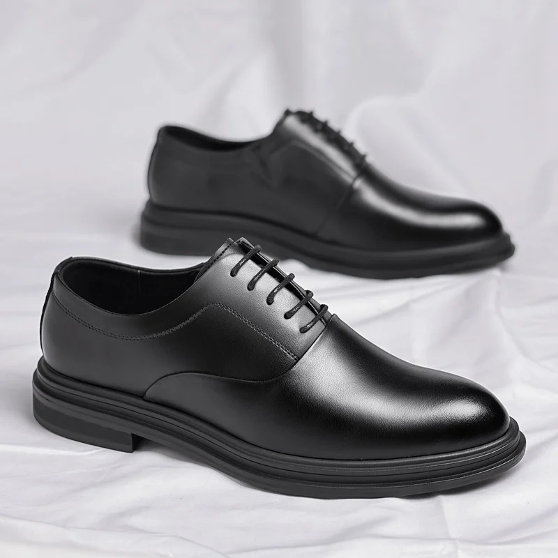Business Men Oxford Leather Elevator Shoes Lift Sole Man Height Increase Insole 6CM Office Daily Life British