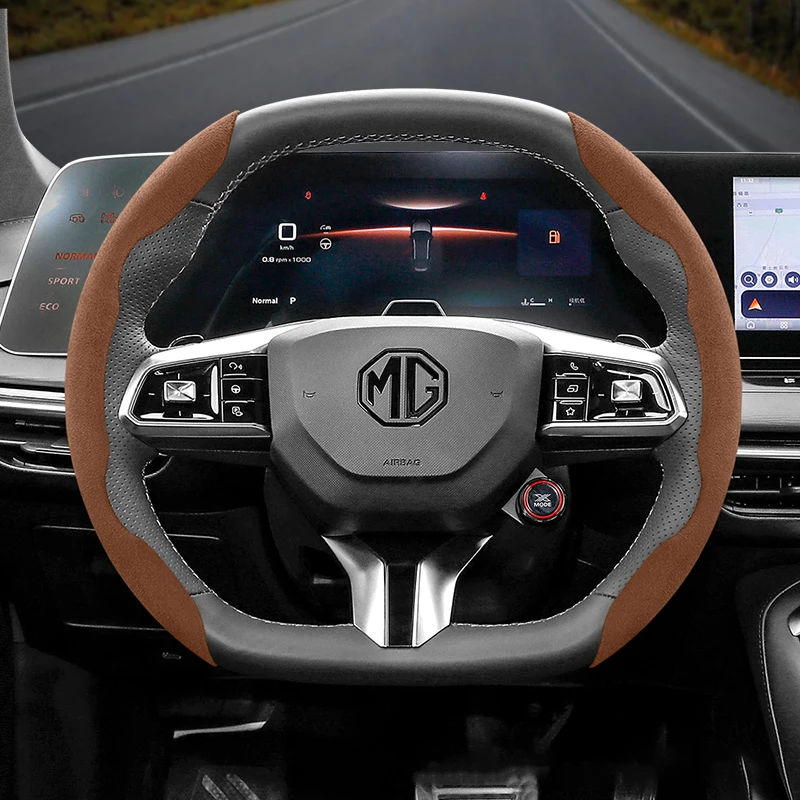 Enhanced Non-Slip Suede Steering Wheel Cover with Buckle Design