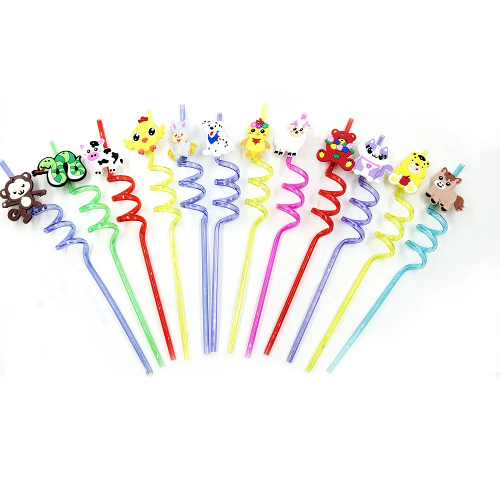 Reusable Unicorn Straws Birthday Unicorn Theme Plastic Drinking Straw For Kids Baby Shower Birthday Party Supplies