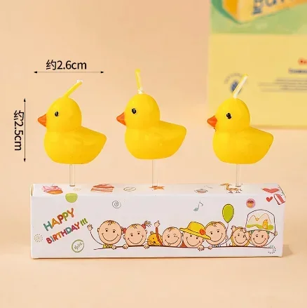 3 teile/satz Gelbe Ente Kerzen Geburtstag Kerzen Kreative Nette Geburtstag Dekoration Kerzen Kindertag Dekorationen Tier – Detail 1