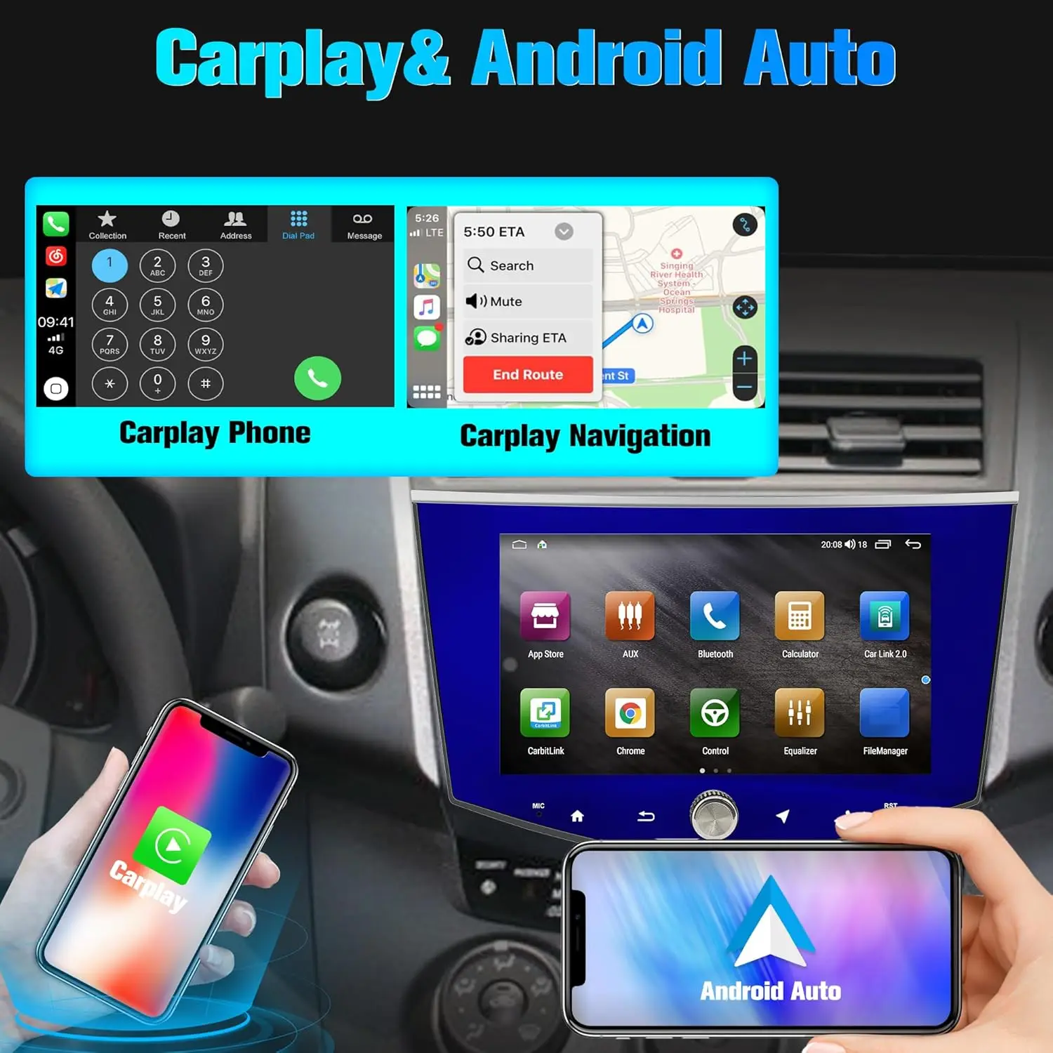 Car Radio For Toyota RAV4 2006-2012, Android 13 Car Radio with Navigation System