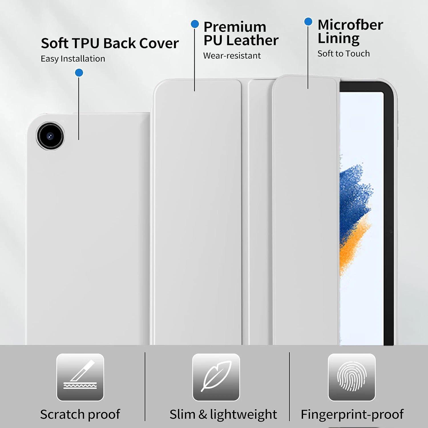 Premium Tri-Fold Magnetic Stand PU Leather Protective Tablet Cover