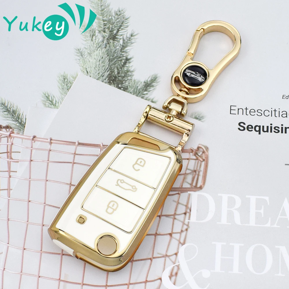 

Для VW Polo Golf 7 Tiguan, для Skoda Octavia, Kodiaq, Karoq, для SEAT Ateca, Leon Ibiza 2016-2019, чехол из ТПУ с 3 кнопками для телефона