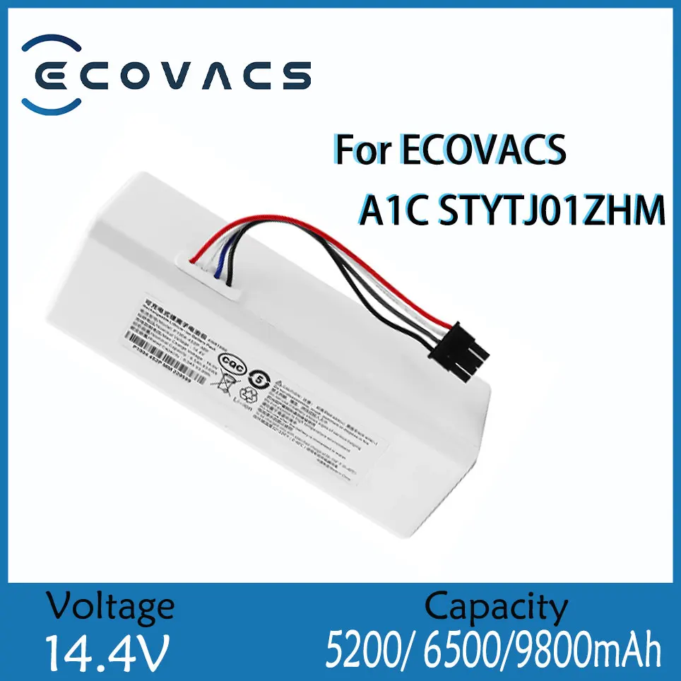 

ECOVACS 14.4V 5200/6500/9800mAh Robot Batterij 1C P1904-4S1P-MM Voor A1C STYTJ01ZHM Robot Vacuüm Mop Cleaner Accessoires