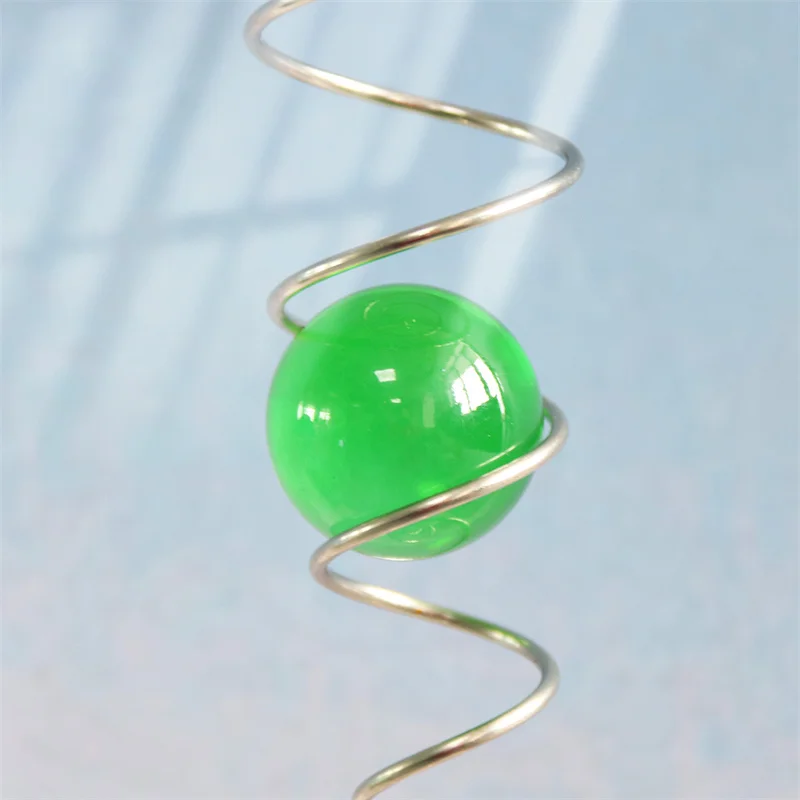 Gazing Crystal Glass Ball Spiral Tail Wind Spinner Accessories Outdoor Garden Art Ornaments Stabilizer Swivel Hook Hanging Decor