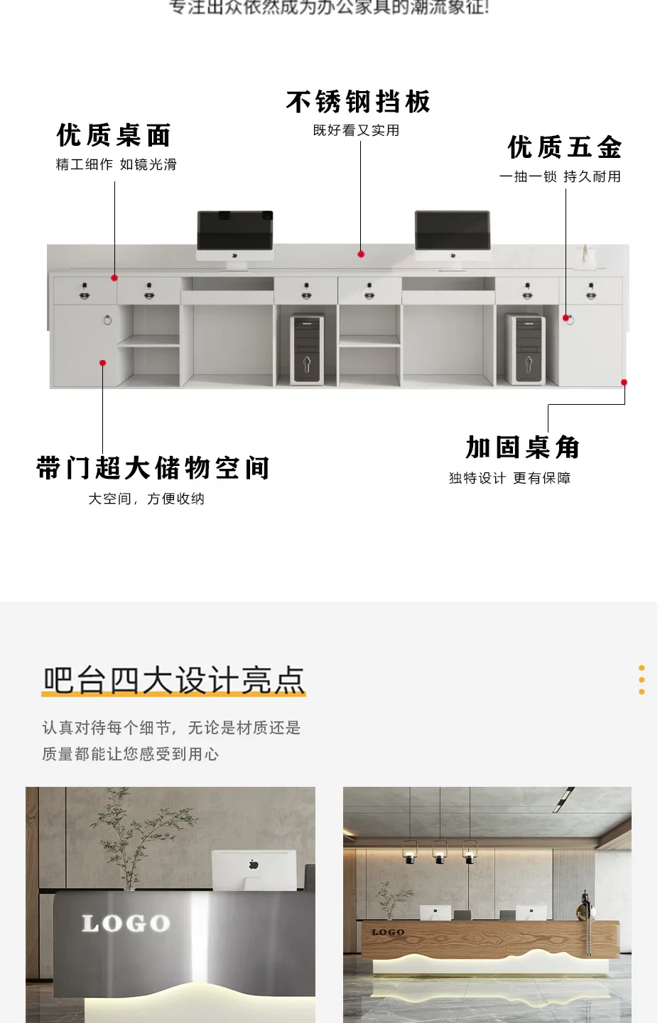 Description Picture 5 of itemModern Reception Desks Cashier Table Commercial Aesthetic Office Business Help Simple Luxury Display Mostrador Furniture