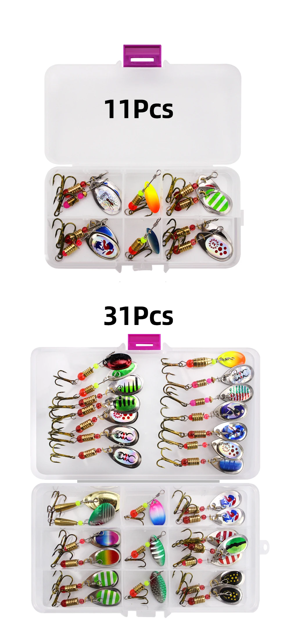 Description Picture 4 of itemMetal Waterdrop Spoon Jig Set with Hook Bait kit Spinner Fishing Lure For Bass Pike Salmon Freshwater Salf Fishing