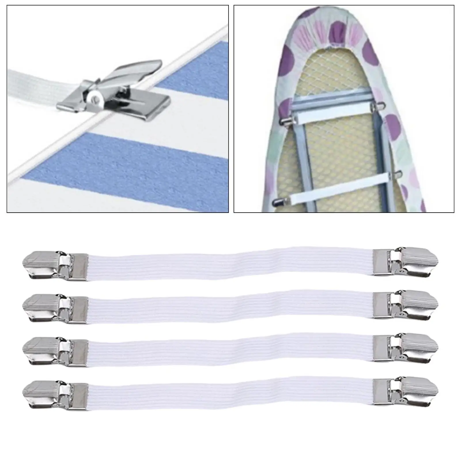 4Pcs Elastic Ironing Board Cover Fasteners Band Straps Clips Bed Sheet ironing board cover,ironing board accessories
