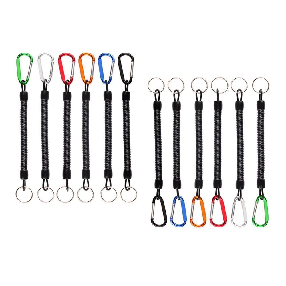 Fishing Lanyards Fishing Rope Retractable Coiled Tether Carabiner for Pliers Grips Accessories 1pcs&mdash;6Pcs