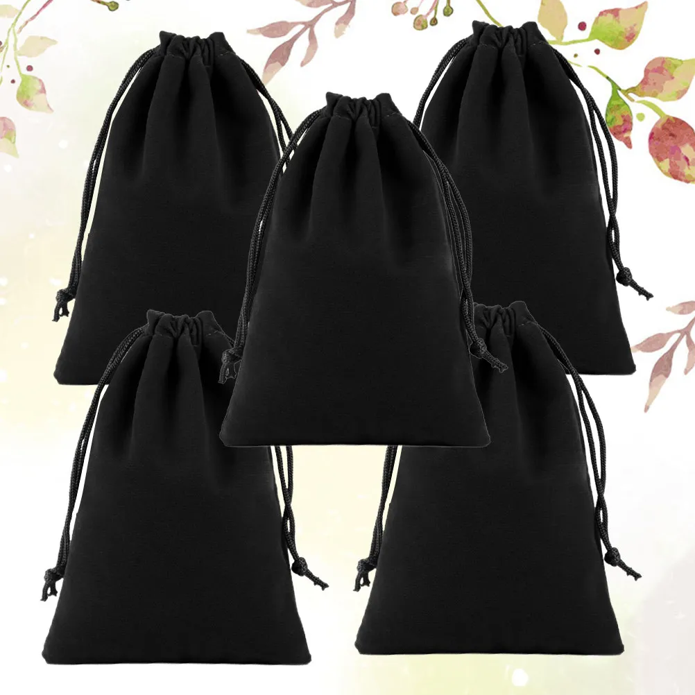 5Pcs 플란넬 드로스트링 가방 블랙 20x25cm 전기 헤어 드라이어 파우치 다목적 린트 보관 주최자 선물 린트 드로스트링 가방