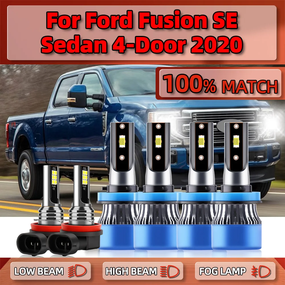 

360W 60000LM Canbus LED Headlight Bulbs 6000K White Turbo Auto Lamps 12V Car Fog Lights For Ford Fusion SE Sedan 4-Door 2020