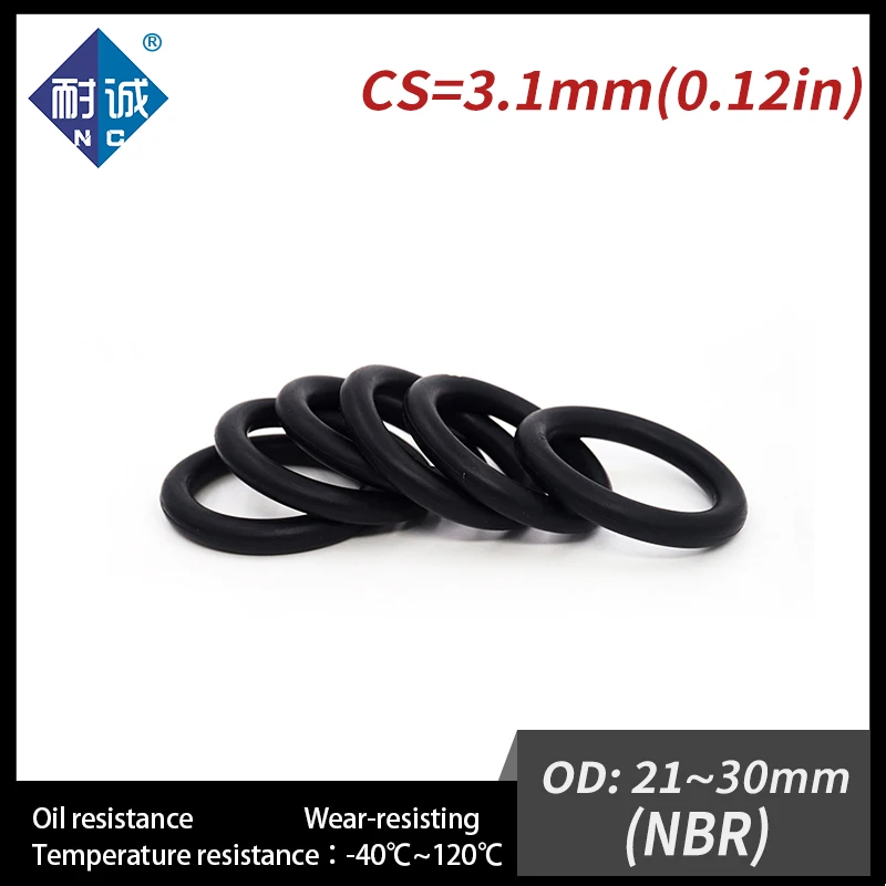 

20 PCS / Lot Black NBR 70A O-ring Thickness CS 3.1mm OD 21/22/23/24/25/26/27/28/29/30*3.1mm Nitrile Rubber O Ring Gasket Oil