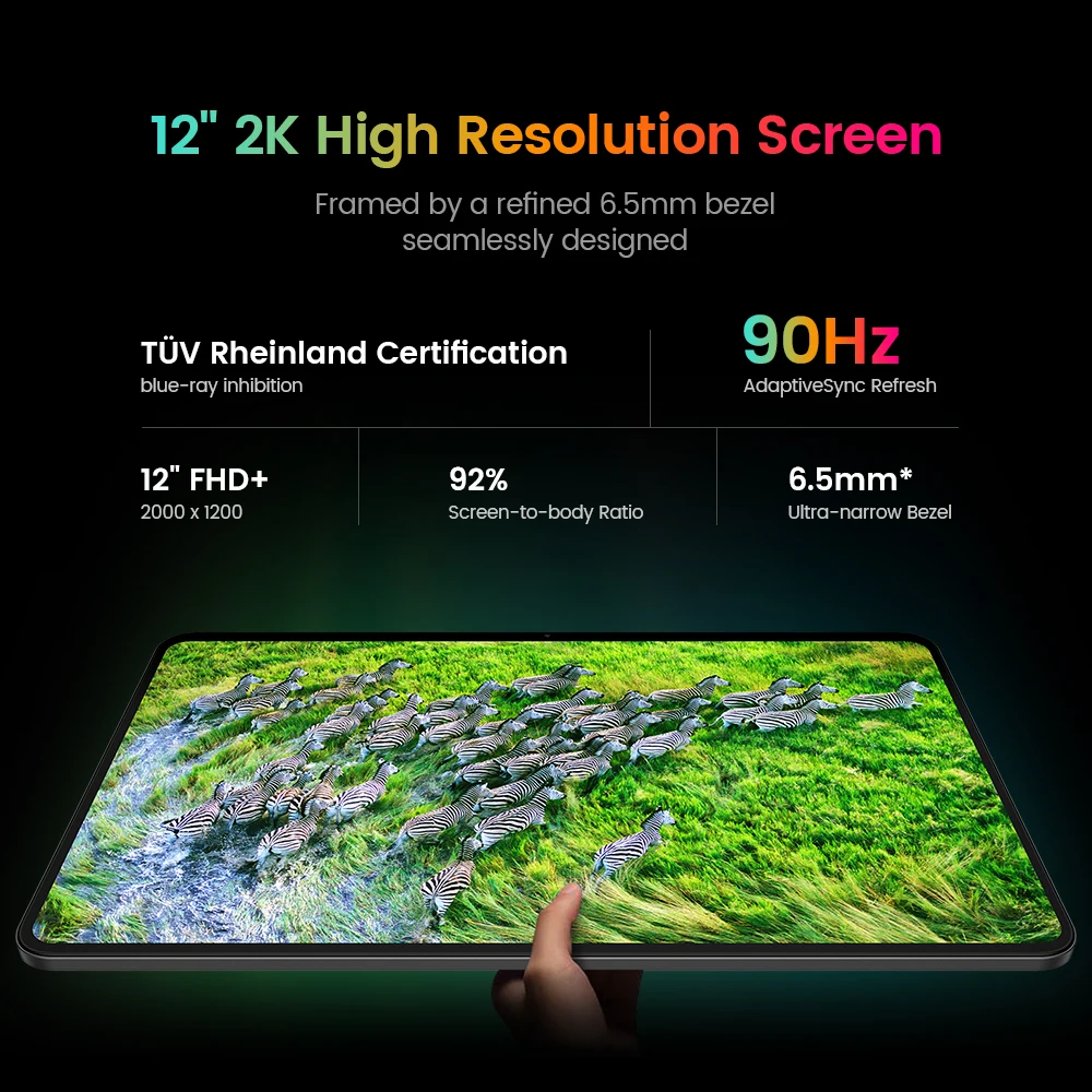Teclast T60 12 inch 2K Tablet Android 14 8GB+12GB RAM 256GB ROM T620 octa-core 8000mAh 18W PD Fast Charging 4G VoLTE GPS Tablets 4
