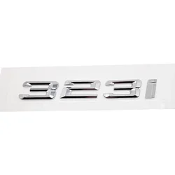 Sleek ABS Car Rear Trunk Letters Logo Badge Emblem Sticker (Silver 323i)