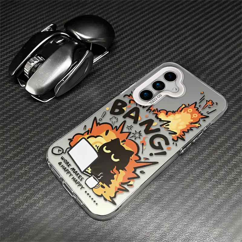 Chic Black Cat Anti-Drop Phone Case - Creative Label Design