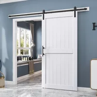 40" X 84" Sliding Barn Door Comes with 7' Barn Door Hardware Track Kit Solid Waterproof and Scratch Resistant Finish White 1