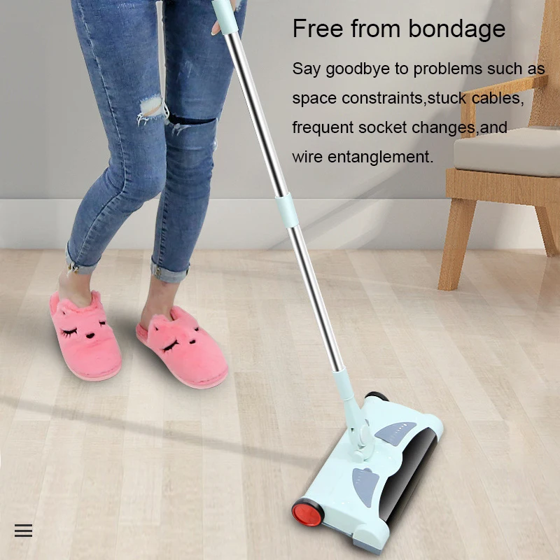 JIQI Wireless Rechargeable Electric Cordless Stick Cleaner Hand-push Mopping Sweeper Aspirator Drag Broom Dust Collector EU US 5