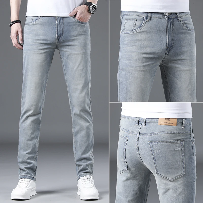 

2023 spring summer new Men Thin Vintage Slim-Fit Jeans Classic Fashion Leisure Stretch denim Skinny Pants Male Brand Trouser