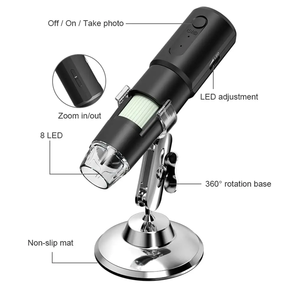 Analizzatore Cutaneo 1000X, Dermatoscopio Wireless, Analizzatore per Viso e Corpo, Microscopio Elettronico Professionale per Bellezza e Salute - immagine 6