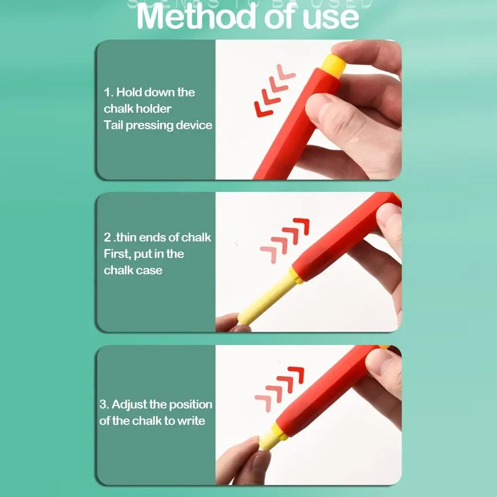 5개/세트 고품질 다채로운 분필 보호대 조절 가능 재사용 가능한 분필 홀더 프레스 타입 휴대용 분필 클립