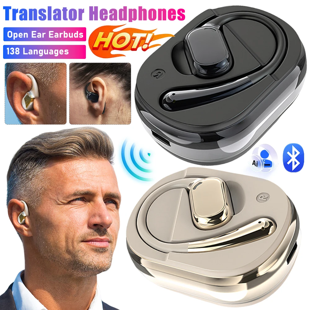 AI Translator Earbuds Open Ear Translator Headphones OWS Language Translation Earphone Smart Voice Real-time Translation Headset