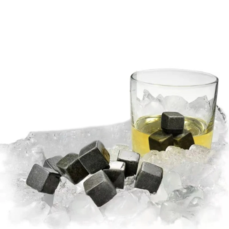 Whiskey Chilling Stones Set of 9 Granite Sipping Rocks Reusable Ice Cubes Bar