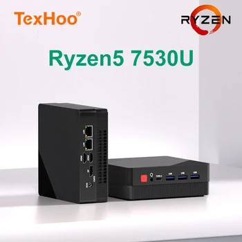 TexHoo Mini PC AMD Ryzen5 7530U 4500U 4300U 5300U Computer da gioco desktop WIFI5 BT4.0 DDR4 Tripla display Doppia LAN 1