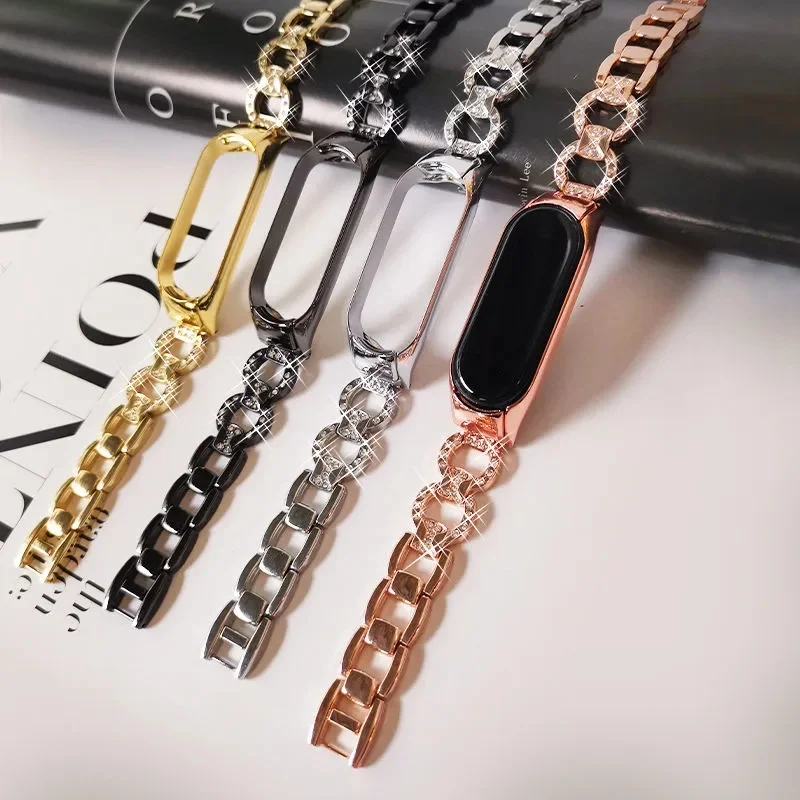 For Xiaomi Band 7 6 Strap Stainless Steel  Wristband For Xiaomi Band 6/5/4/3 Watch Band  Chain Bracelet  Band For Mi Band