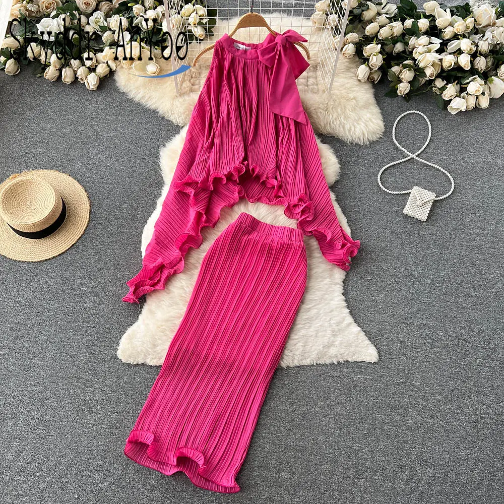 Set Skirt Top Summer Fashion Matching Midi Skirt Top Set Summer