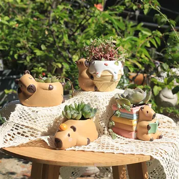 Kapibala Creative Succulent Resin Flower Pot Fun Dolphin Desktop Decoration Pottery Horticultural Landscape Flower Utensils
