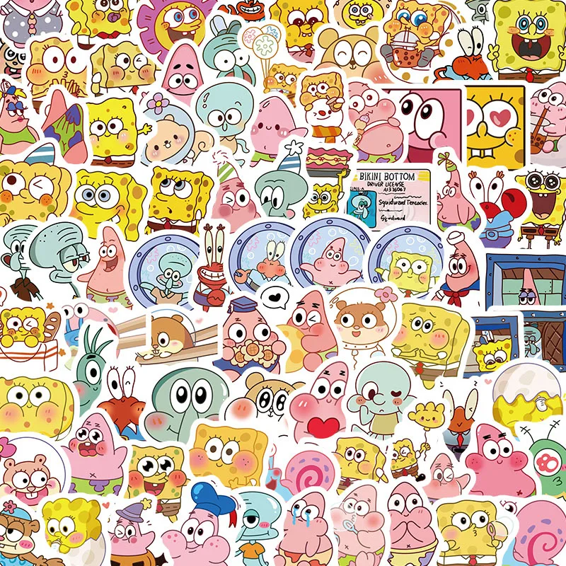 95Pcs Spongebob Cartoon Stickers Cute Big Star Squidward Funny Ins Style Hand Account Stickers Adesivi Impermeabili