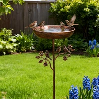 Garden Birdbath Sturdy Iron Outdoor Bird Bath for Outside Vintage Standing Birdbath Bowl for Outdoor Garden Patio Yard 2