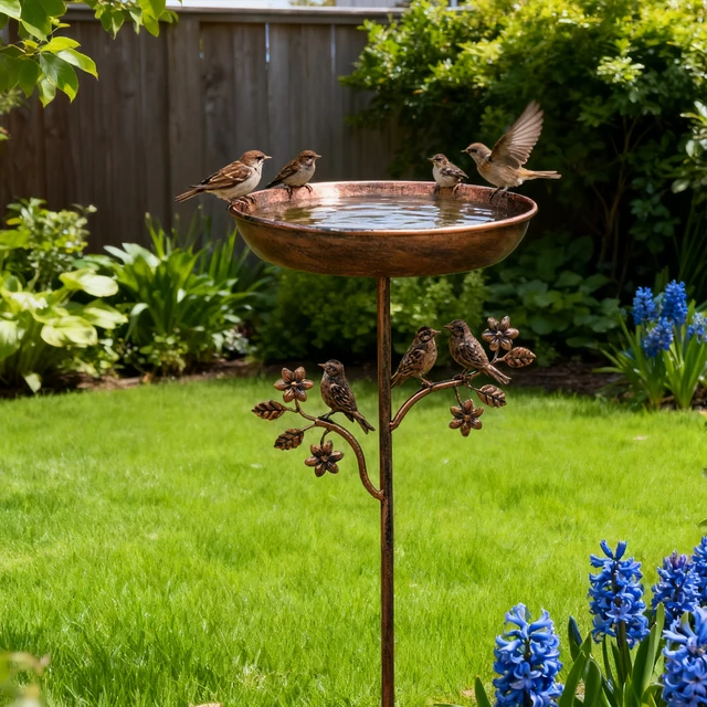 Garden Birdbath Sturdy Iron Outdoor Bird Bath for Outside Vintage Standing Birdbath Bowl for Outdoor Garden Patio Yard 2